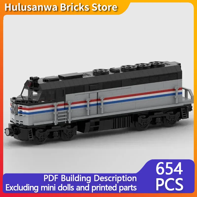 Popular City Car Model MOC Building Bricks Railway Diesel Locomotive Modular Technology Gift Holiday Assemble Children Toys Suit