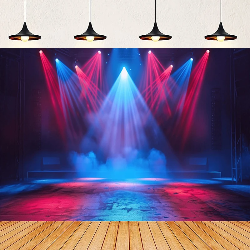 Photography Backdrop Stage Spotlight Poster Concert Live Banner Gloomy Night Scenic Superstar Drama Play Birthday Background