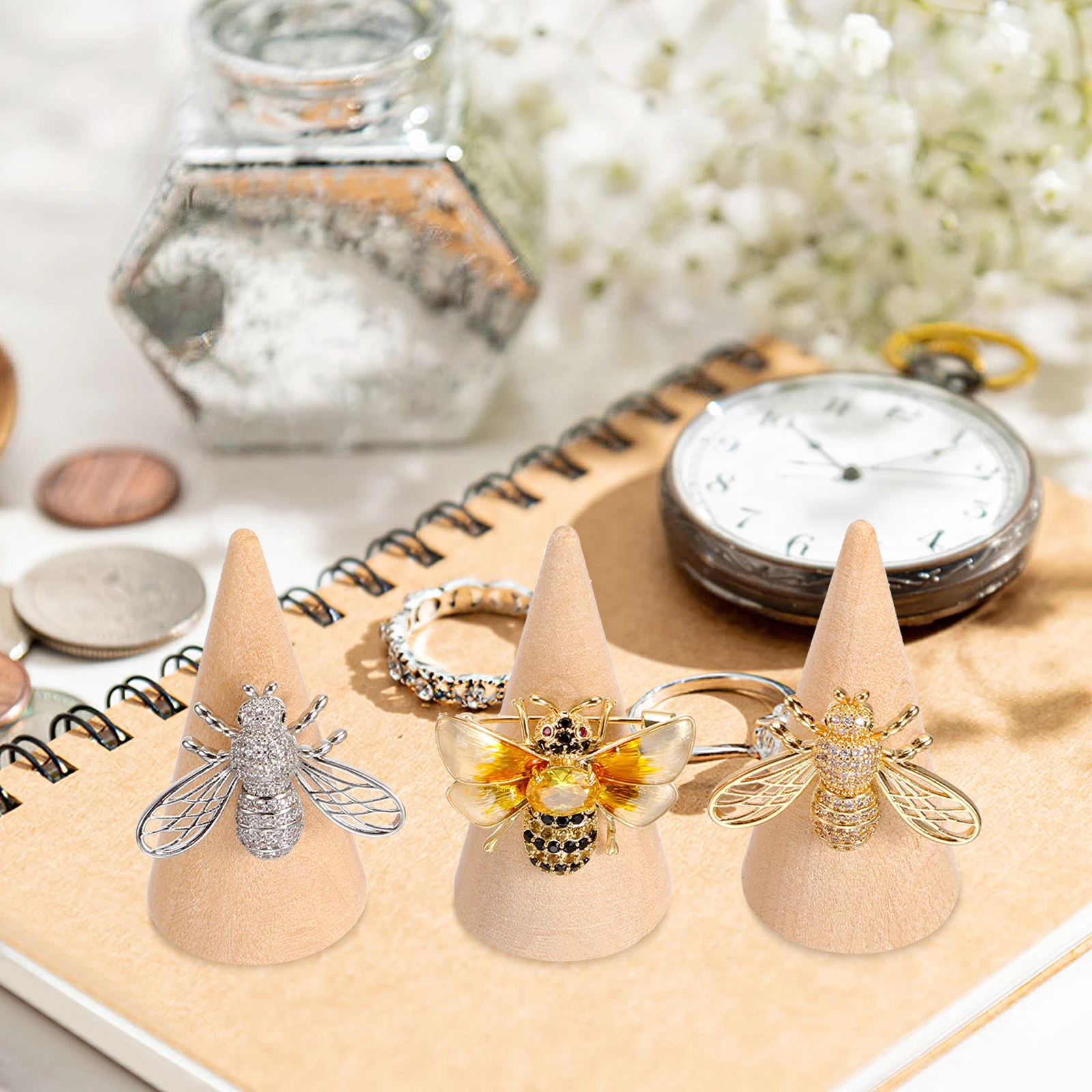 

10 Pcs Wooden Cones Unpainted Jewelry Display Stand Organizer Rack Plain Wood Ornaments Craft Supplies Sewing Accessories Mini