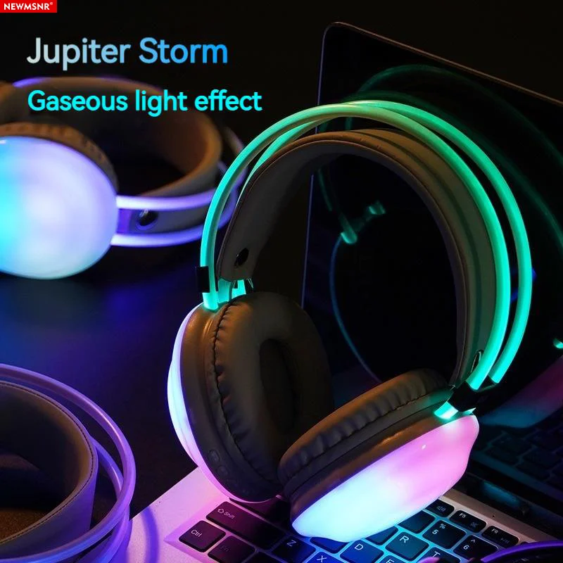 Gaming rgb luz colorida fones de ouvido bluetooth som alta fidelidade sem fio redução ruído gamer esportes com microfone hd