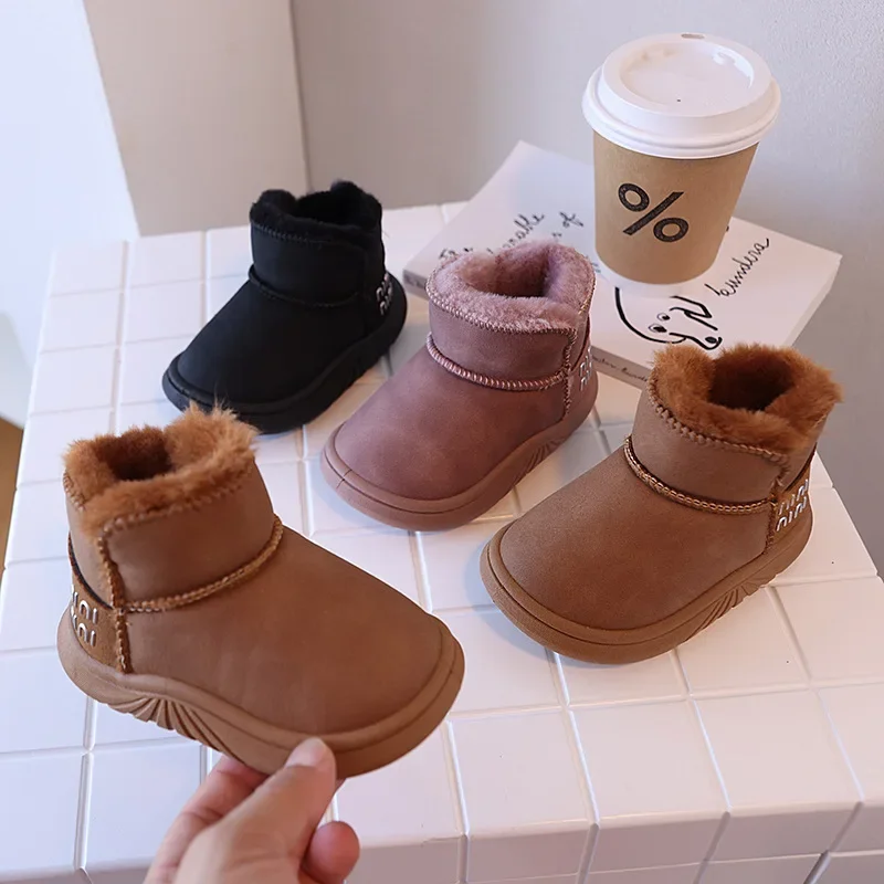 Winter Toddler Boots Baby Girl Shoes Soft Bottom Plush Warm Kids Ankle Boots Children Infant Cotton Shoes First Walkers