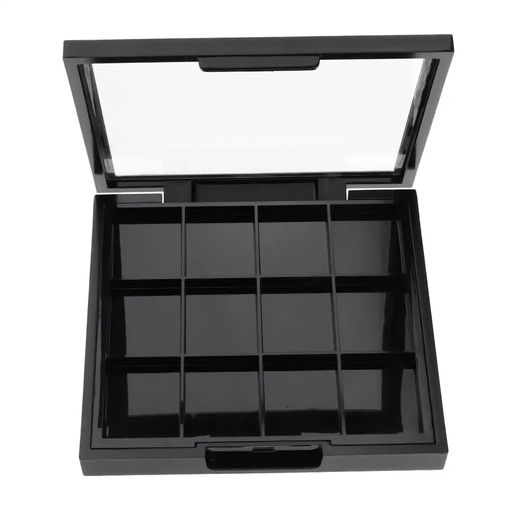 Black 12 Space Makeup Palette for Eyeshadows Highlighters Cosmetic Lip Color Balm