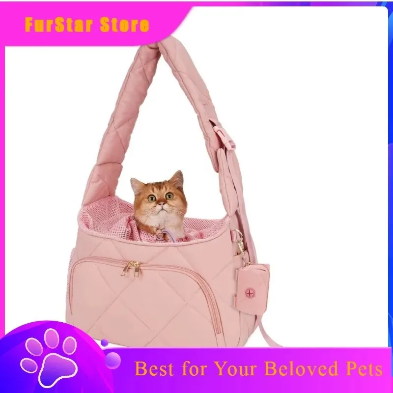 FurStarPet New Dog Breathable Adjustable Hands-free Fluffy Cat Crossbody Bag Small Cat Outing Carrying Bag
