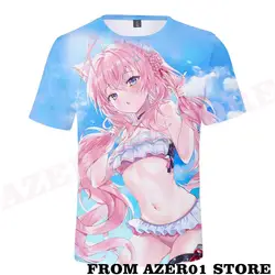 Hololive vtuberhakui koyori merch tシャツ,男性用/女性用ストリートウェア,春夏tシャツ