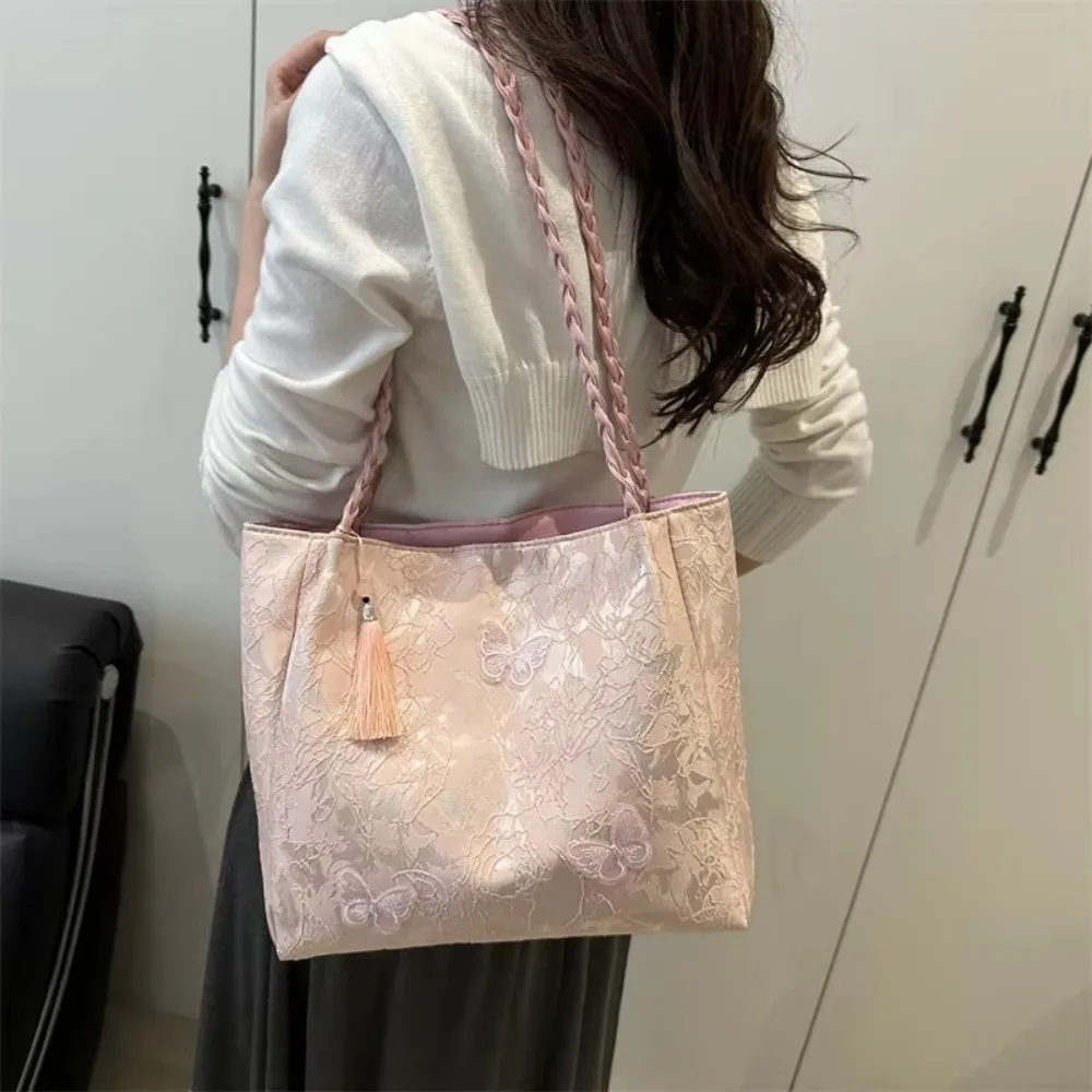 Texture Leisure New Chinese Style Shoulder Bag Versatile Large Capacity Hanfu Element Tote Bag Antique Work Storage Bag Gift