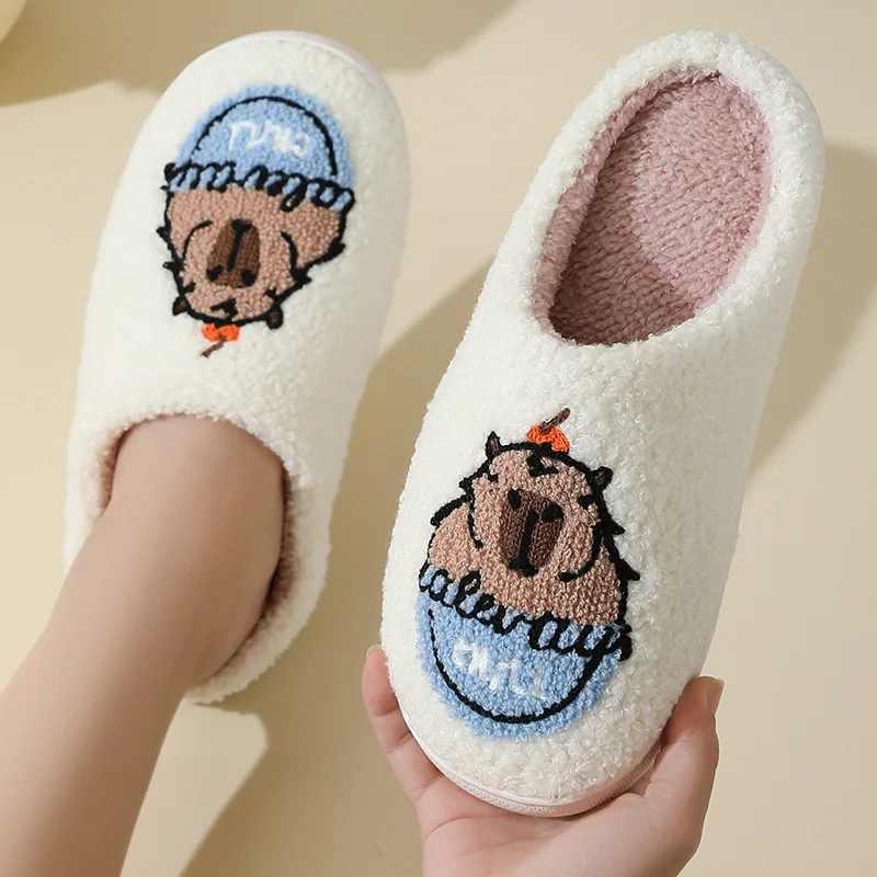 Cute Cartoon Print Women Home Slippers Indoor Bedroom Soft Sole Non Slip Plush Slippers Women Winter Comfort Warm House Shoes