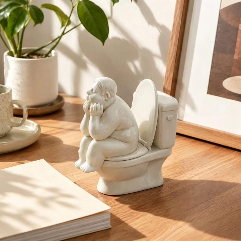 No-Assembly Toilet Figurine in a Small Decorative Form JOMD