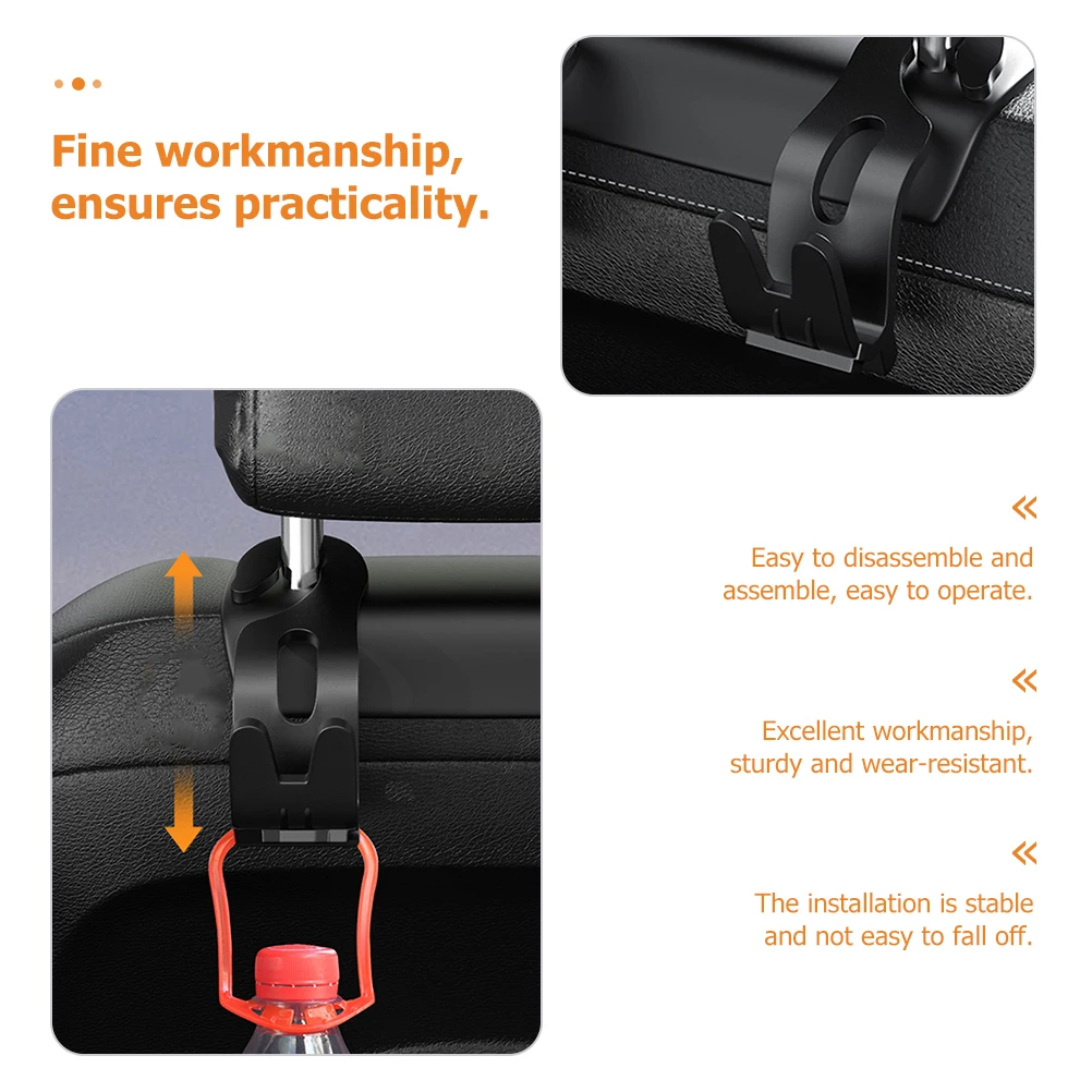

4Pcs Black ABS Car Seat Headrest Hooks Backseat Hangers Purse Holder Grocery Umbrella Storage ganizer Sturdy Reliable