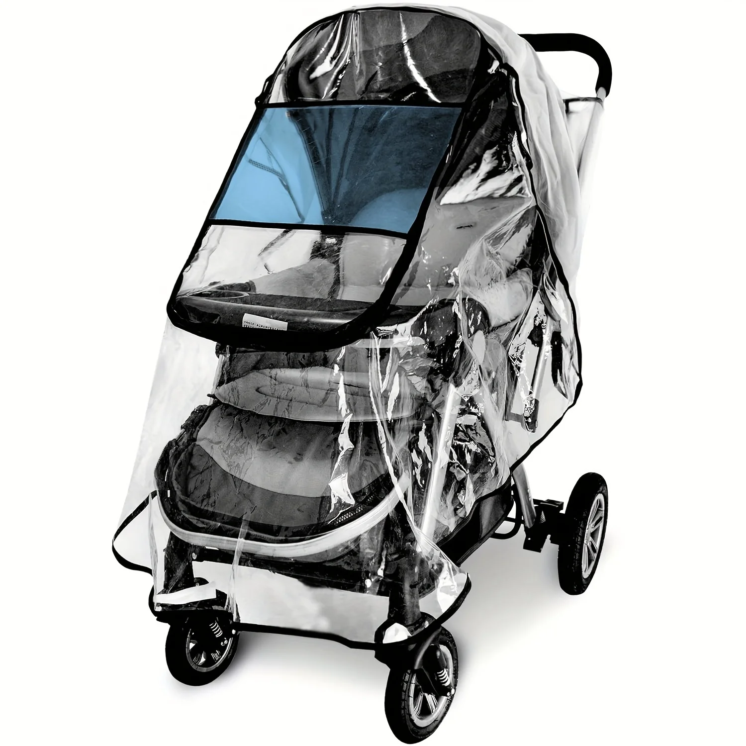 Universal Stroller Rain Cover - Windproof, Ventilated, Transparent, Fits 3-6 Years.