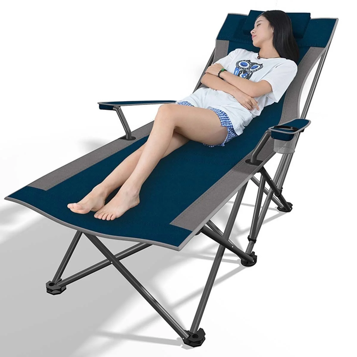 Folding Recliner Cotton Pad Lounge Chair Dedicated Pillow Beach Fishing Chairs Multifunction Outdoor Garden Portable Furniture