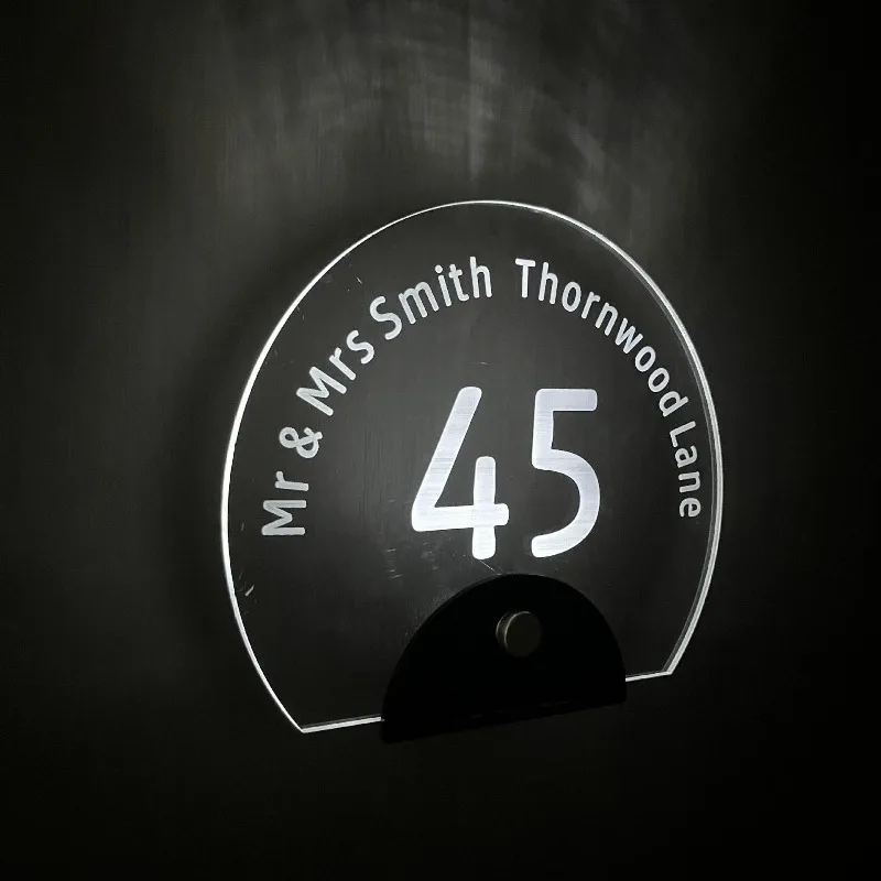 Custom 3D Laser Engraved Door Sign Acrylic Metal Cutout Carved LED Lighted Nameplate for Villa Apartment Office Entrance