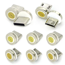5Pcs 7Pin Magnetic Charging Cable Plug Adapter For Type C Micro Mobile Phone 360 Degree Rotation Magnetic Tips Replacement Parts