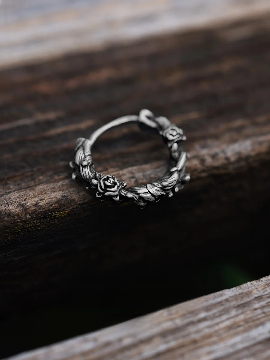 

Original Silver Art S925 Pure Silver Earrings for Men Simple Circular Fashion Jewelry Allergy Free Handmade Customizable