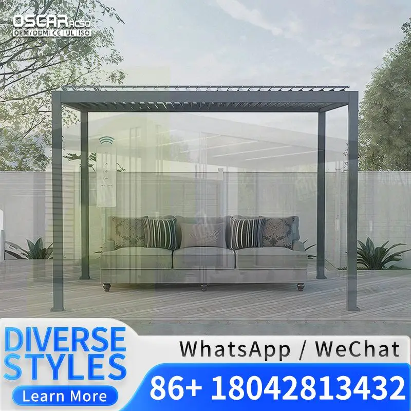 Adjustable 6m X 4m Wall Mounted Aluminium Frame Gazebo with Powder Coating for Garden Patio Backyard Outdoor Use Pergola