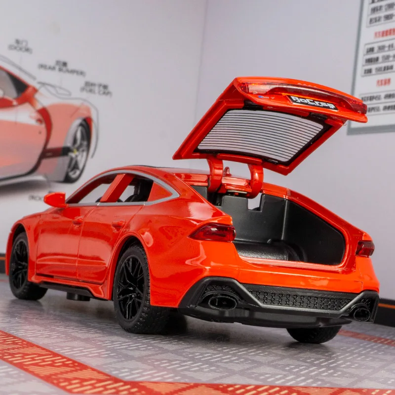 

1:32 модель автомобиля из сплава Audi RS7 двери можно открыть детскую игрушечную машину с имитацией звука и функциями освещения