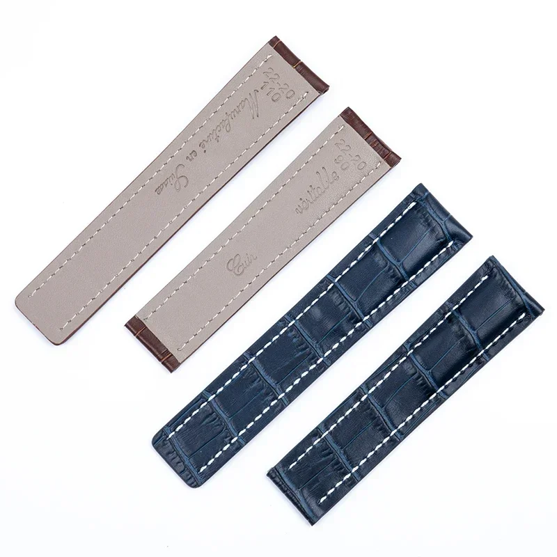 22 24mm Watch Strap for Breitling Super Ocean Avengers Aviation Timing Soft Comfortable Black Blue Genuine Leather Watchbands