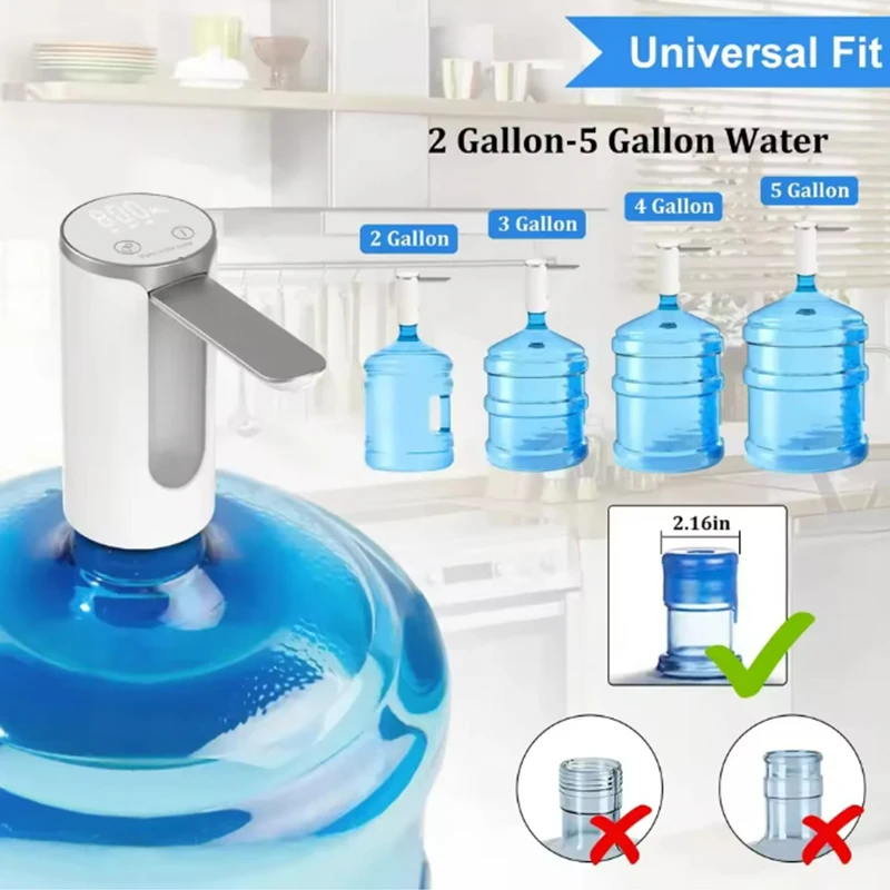 مضخة مياه بشاشة LED قابلة للطي، كهربائية من النوع C قابلة لإعادة الشحن مع زر إيقاف تلقائي يعمل باللمس، 3 إعدادات كمية #5