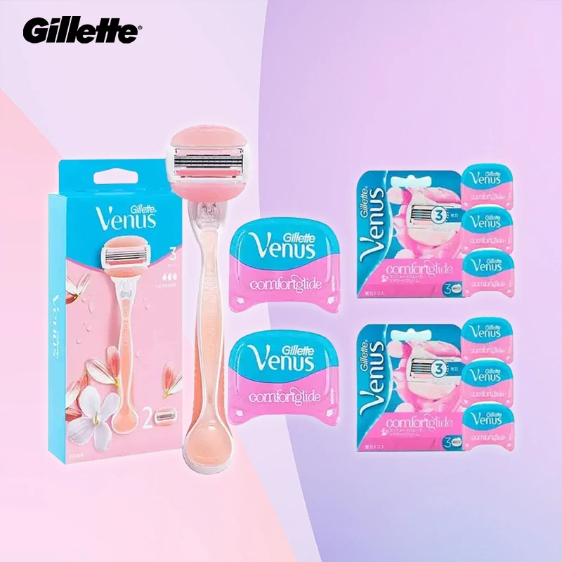 Gillette Venus Safety Razor 3 Layers Blade with Lubricating Soap White Tea Scent for Women Face Arm Leg Body Hair Shaving Machin