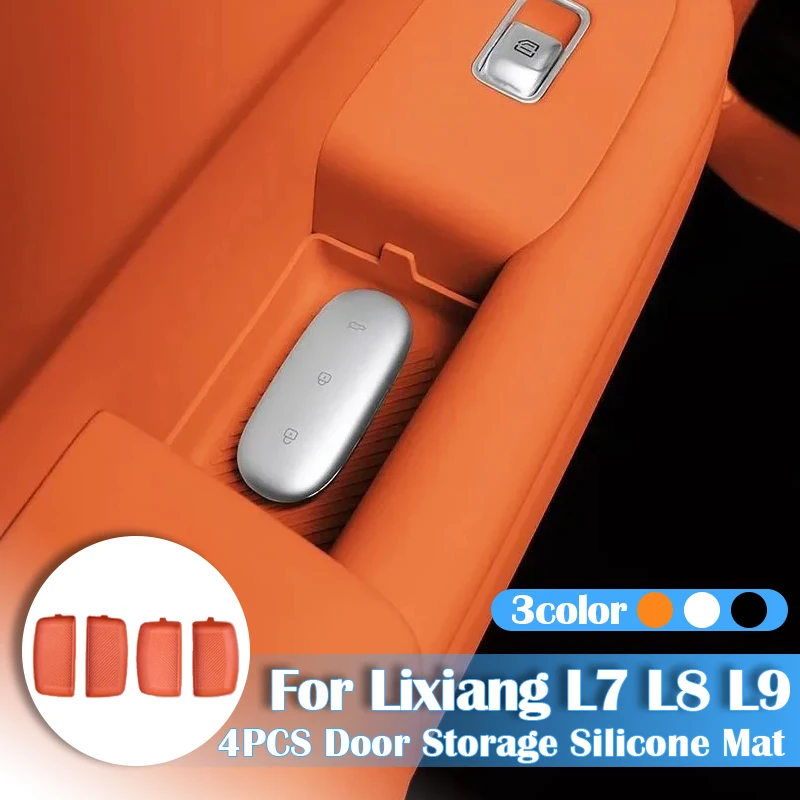 

For Leading Ideal LiXiang L7 L8 L9 2022 2023 2024 4 Pcs Interior Door Handle Silicone Storage Mat Door Slot Protective Mat