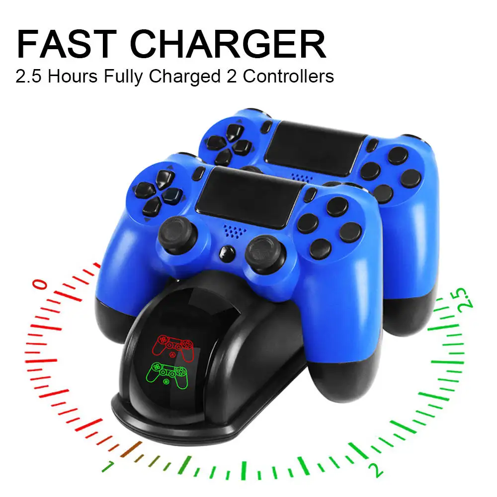 Fast for PS4 Controller Charging Dock Station Dual Charger Stand with Status Display Screen for Play Station 4/PS4 Slim/PS4 Pro