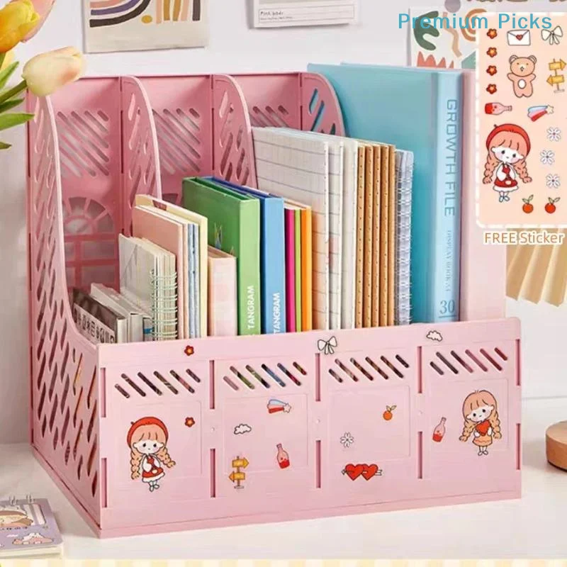 portable4 Column File Data Storage Rack PP Material Multi-functional Books Pencil Storage Office Stationery Large Capacity