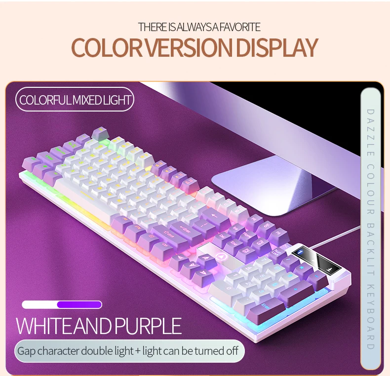 Gaming-Tastatur mit 104-Tasten, kabelgebundene Tastatur, farblich abgestimmt, Hintergrundbeleuchtung, mechanisches Gefühl, Computer-E-Sport-Peripheriegeräte für Desktop-Laptops – Detail 3