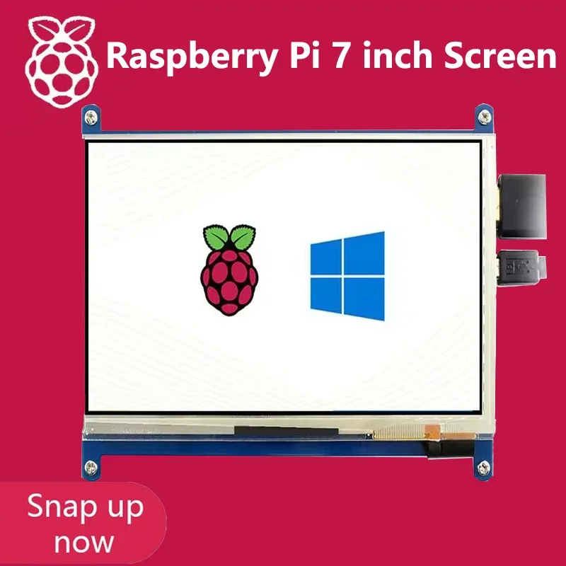 Raspberry Pi 7 inch 1024X600 IPS LCD Display HDMI-compatible Touch Screen for Raspberry Pi 4/4b/3B+ Support Windows 10/8/7