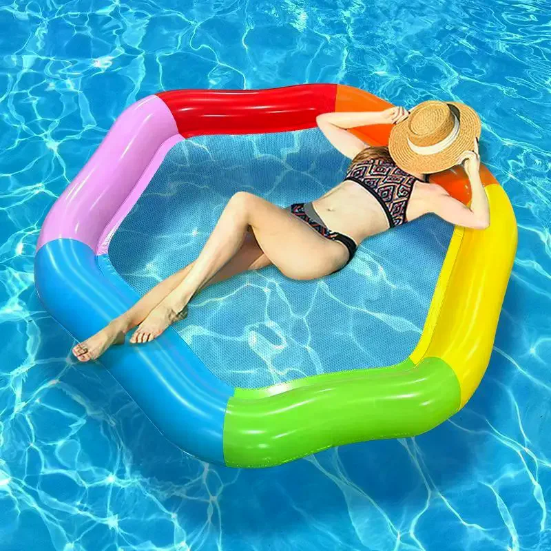 Colored Inflatable Float, Portable Water Float Chair, Summer Beach Pool Water Entertainment Hexagonal