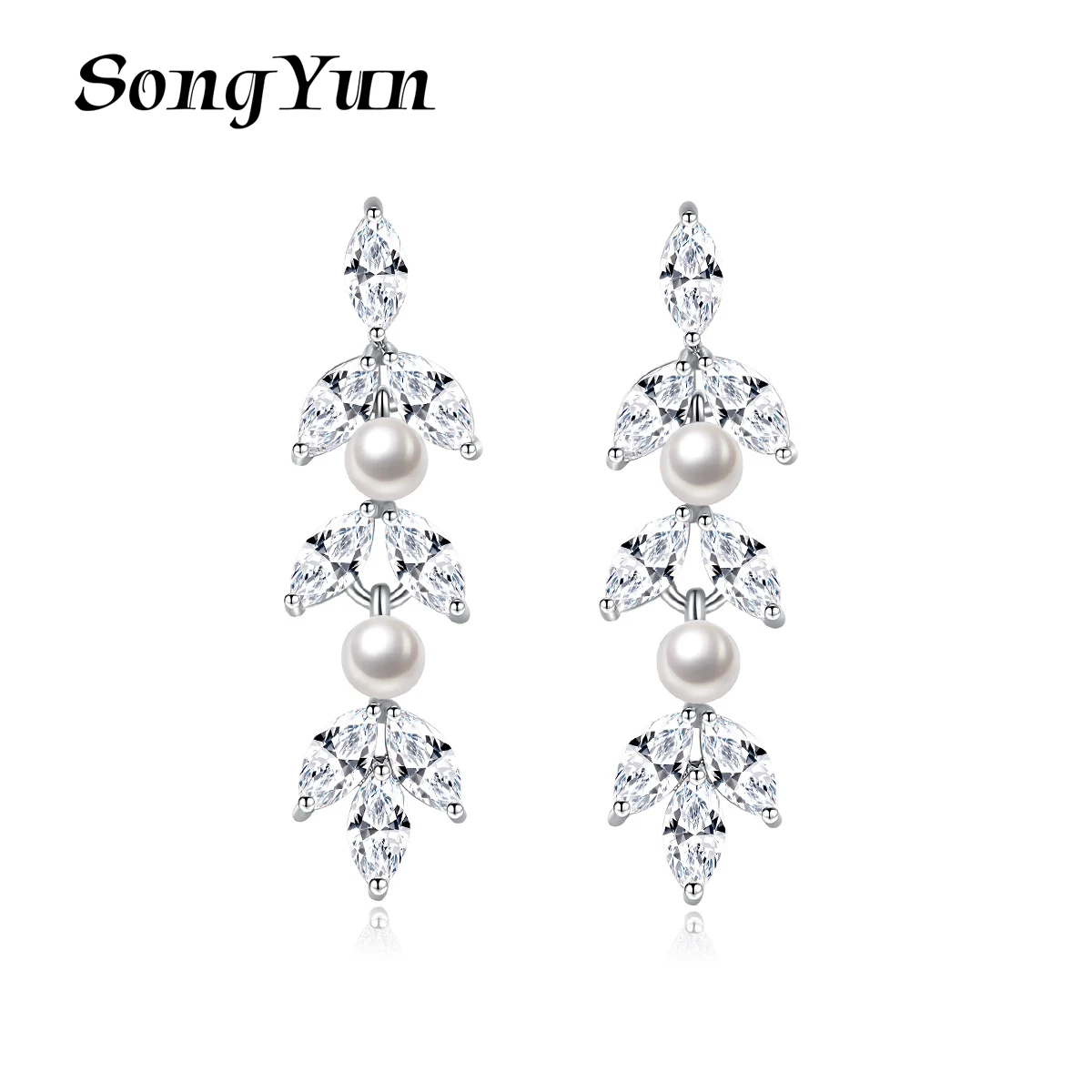 

SongYun Jewelry MHT Quality Brass Stud Earrings Dangle CZ 7A Zircon Anniversary Gift Christmas Gift Women Earring Jewelry