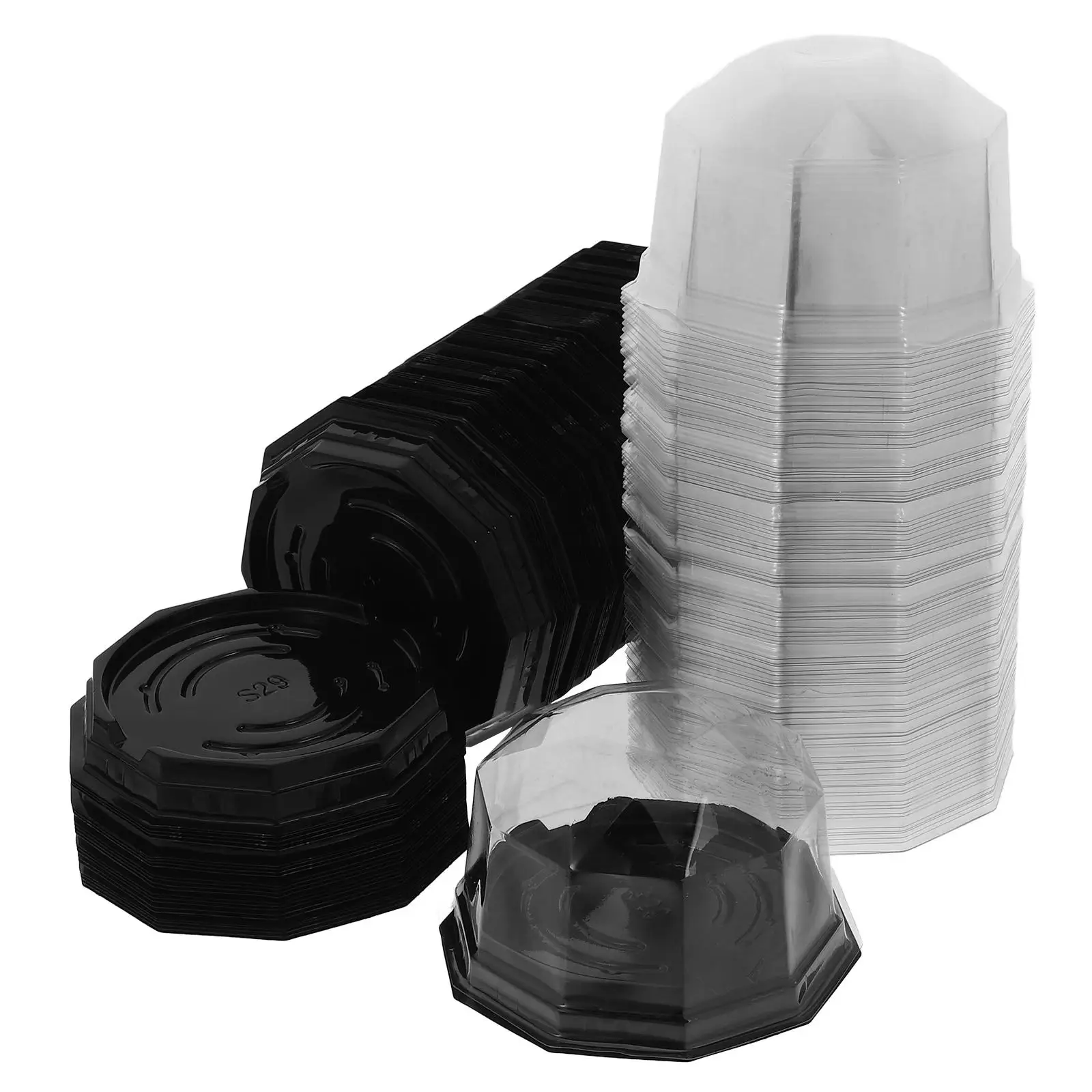 

100 Pcs Cheesecake Boxes Premium Material Transparent Easy Assemble Cake Containers Disposable Mini Lids Food Storage