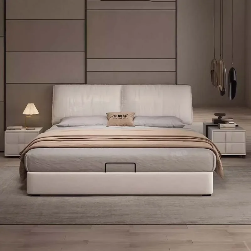 Nordic Marriage Bed Minimalist Aesthetic Modern Multifunctional Bed Storage Space Cama Elastica Pula Pula Luxury Furniture