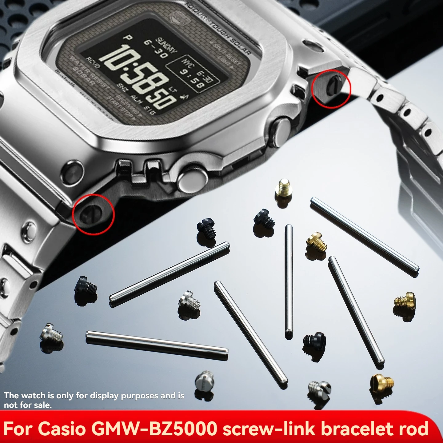 Nova Haste de Parafuso BZ5000 para Relógio Casio G-SHOCK Square Série GMW-BZ5000, Haste de Conexão Especial, Parafuso de Pulseira e Barra de Tubo Compatível