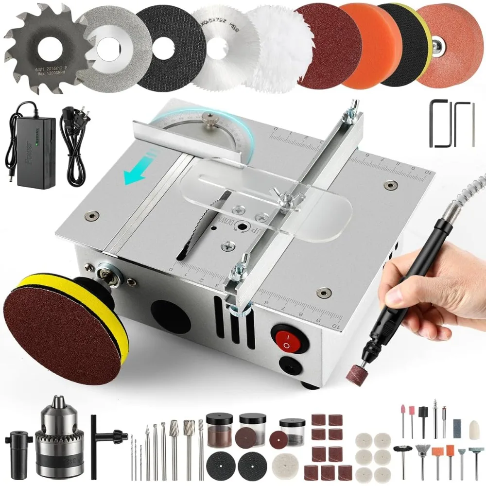 

Mini table Saw for Crafts, Dual-motor control.Speed & Angle Adjustable,for Wood/PCB/Acrylic/Plastic