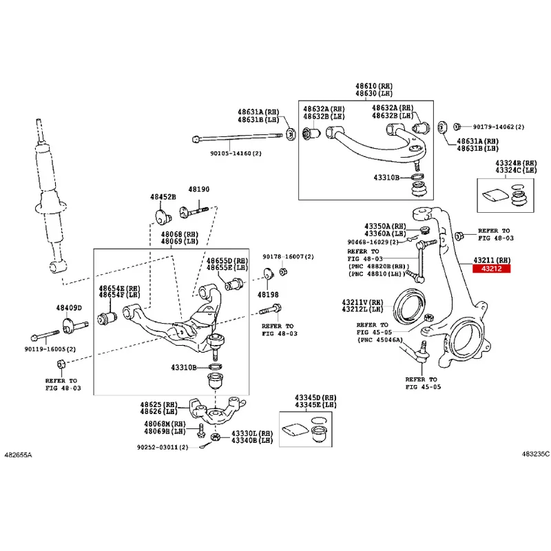 Gu a ngz ho u To yo ta F J Cr uz e 2007-2022 4321160240 Right Steering Knot