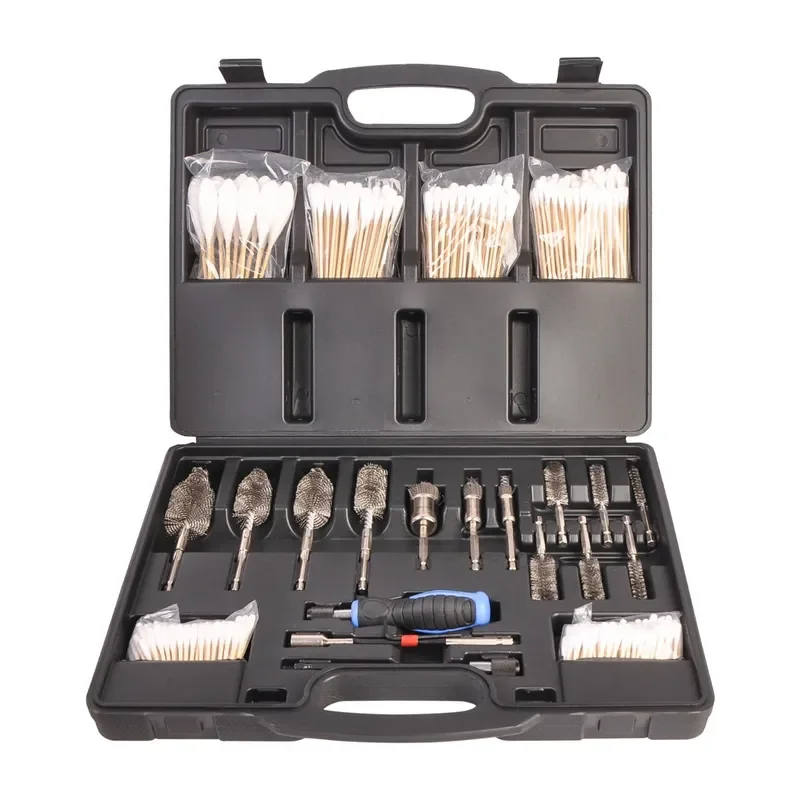 for 22-Piece Injector Holder and Shaft Cleaning Sanding Kit with Cotton Swab Hex Shank Steel Wire Brush