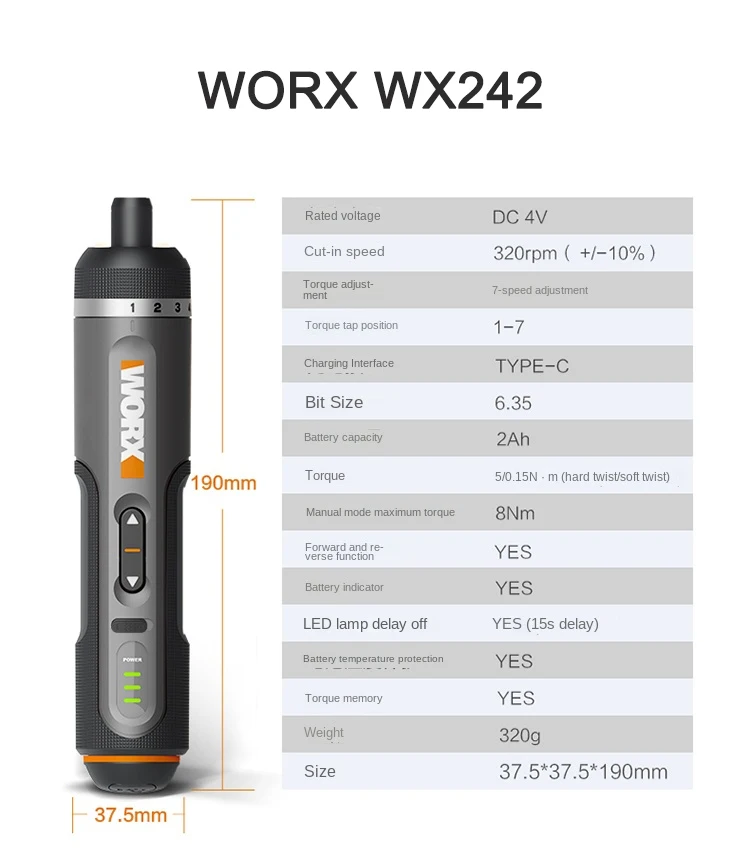 Беспроводной шуруповерт Worx WX240 - мощный и компактный инструмент — фото товара