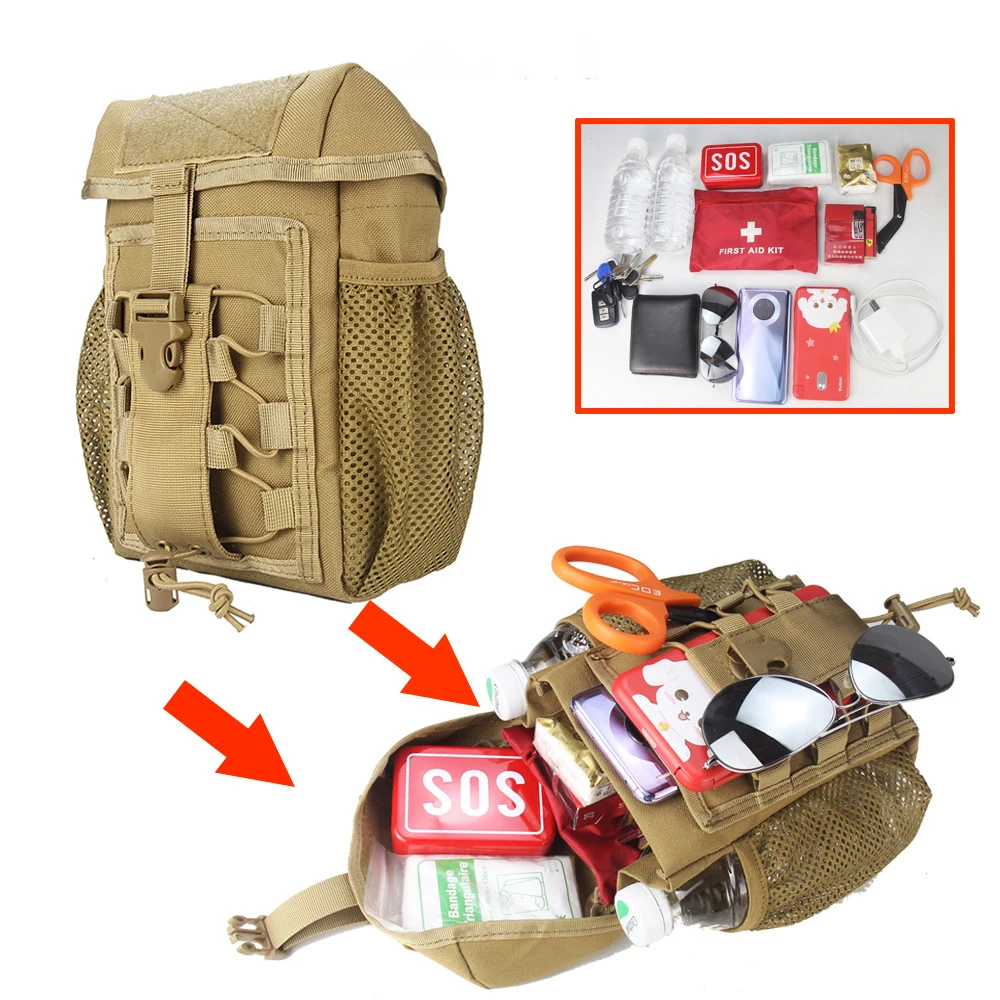 Molle Pouch EDC Bag Medical EMT Tactical Outdoor First Aid Kits Water Bottle hanging Bag Emergency Riding Camping Bag