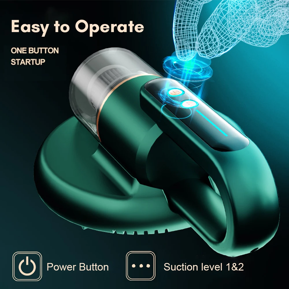 مكنسة كهربائية للسرير إزالة العث بالأشعة فوق البنفسجية فلتر HEPA نظافة لاسلكية 5KPA مرتبة وسادة قماش أريكة تعقيم الفراش الأنظف