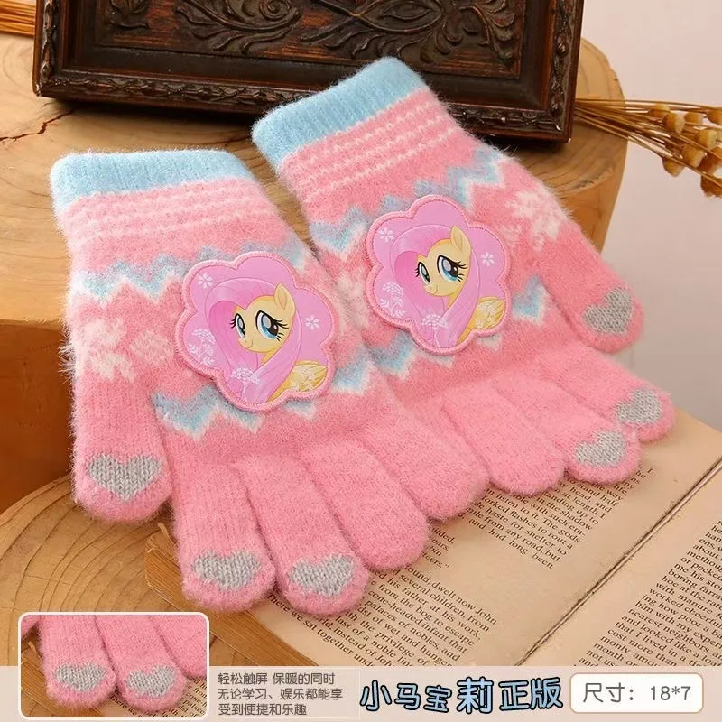 قفازات ماي ليتل بوني للأطفال قفازات شتوية دافئة بخمسة أصابع للبنين والبنات قفازات لطيفة بدون أصابع للفتيات هدية مقاومة للصقيع