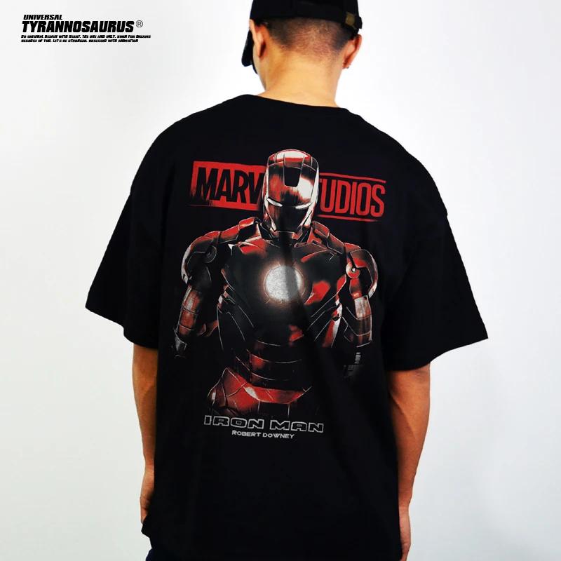

T-Shirts Kawaii Marvel Joint Iron Man Men's T-shirt Pure Cotton Women's Short-sleeved Harajuku Fashion Daily Casual Summer Top