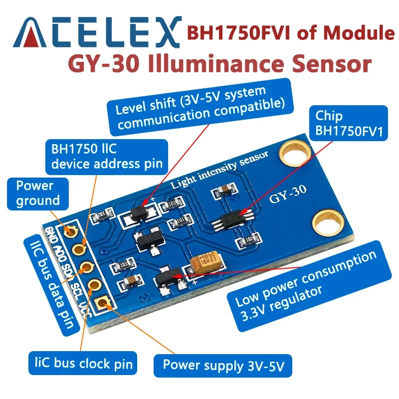 GY-30 The digital optical intensity illumination sensor BH1750FVI of module for arduino