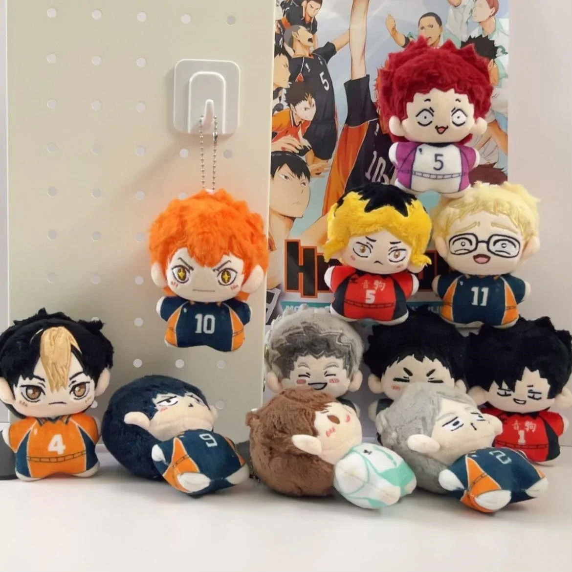 

Anime Haikyuu!! Shoyo Hinata Tendo Satori Cosplay Plush Cotton Dolls Keychain Cartoon Maumet Puppet Keyring Pendant Toys Xmas