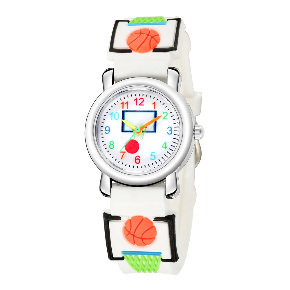 Fashion Children Students Cartoon basketball Pattern Sports Watch Kids Boys Girls Gifts