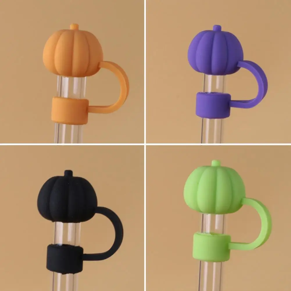 Silicone Straw Lid Set Fall Pumpkin Silicone Straw Cap Set for 30/40 Oz Tumbler Cup Reusable Non-slip Bpa-free Topper Autumn