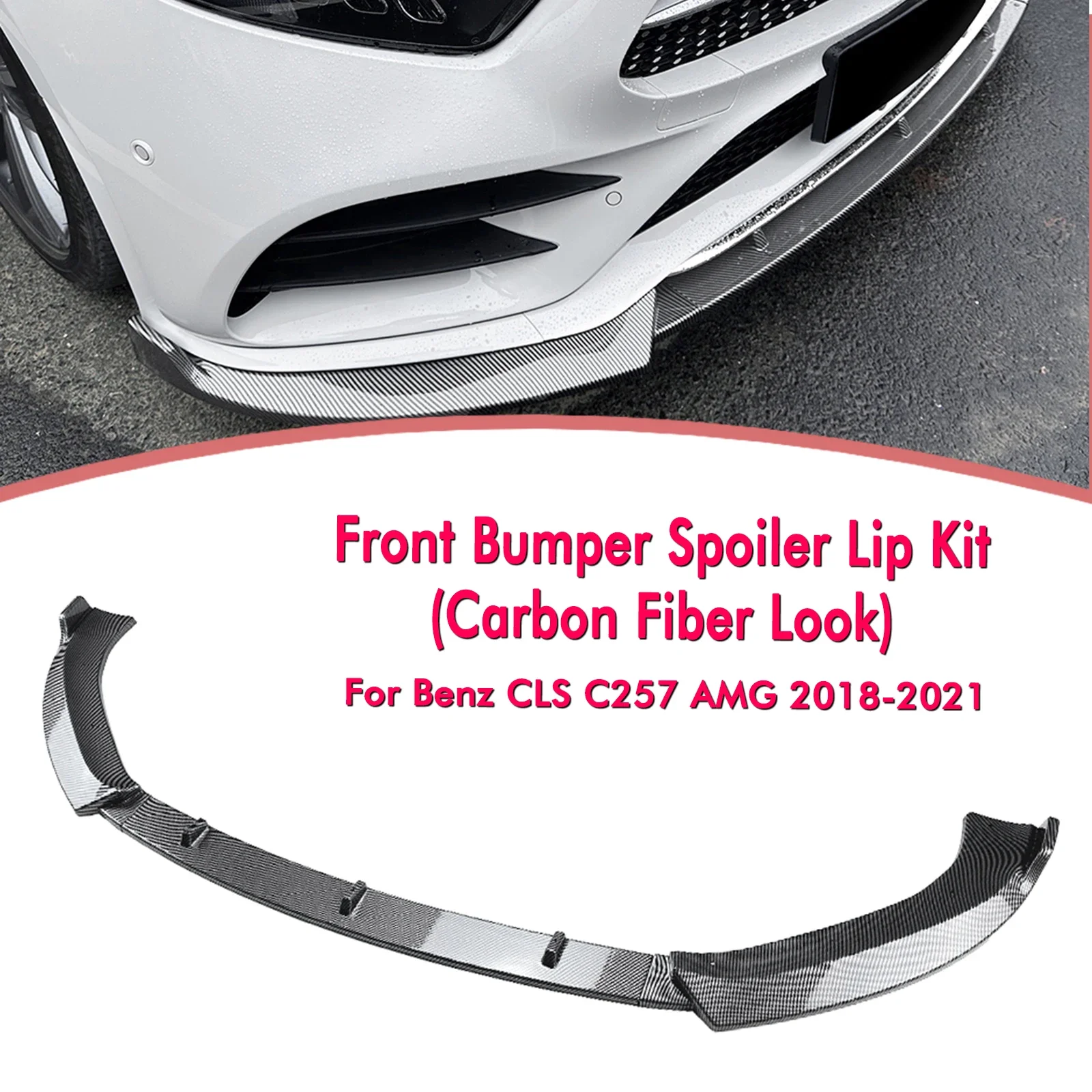 New！ Front Bumper Spoiler Lip Lower Splitter Protector For Mercedes Benz CLS Class C257 CLS350 CLS400 CLS450 CLS500 CLS550 2018-