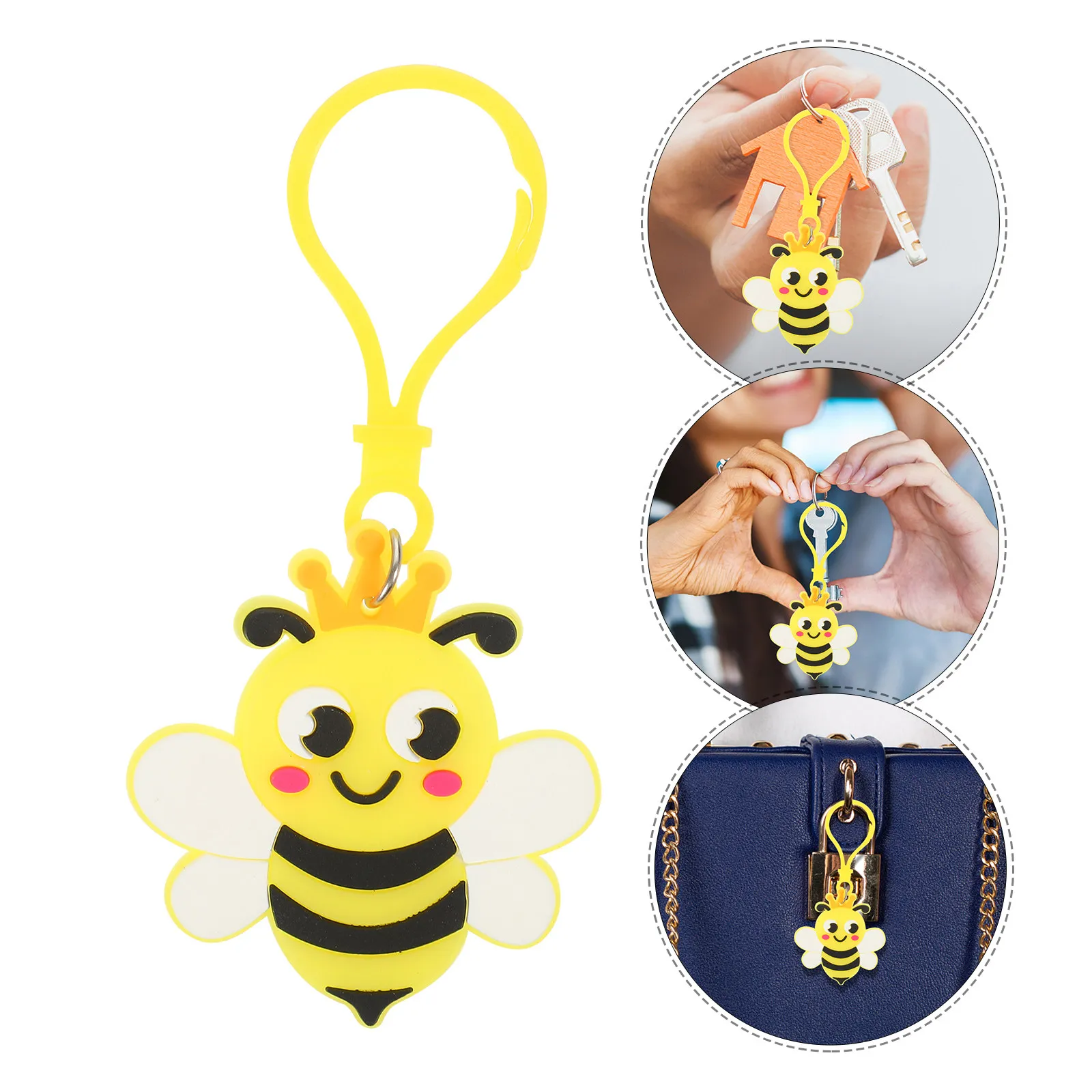 24Pcs Bee Keyrings Set Compact Strong Fade-Resistant Key Chain Pendant for Bag Purse Wallet Backpack Key Hanging Decor Unique