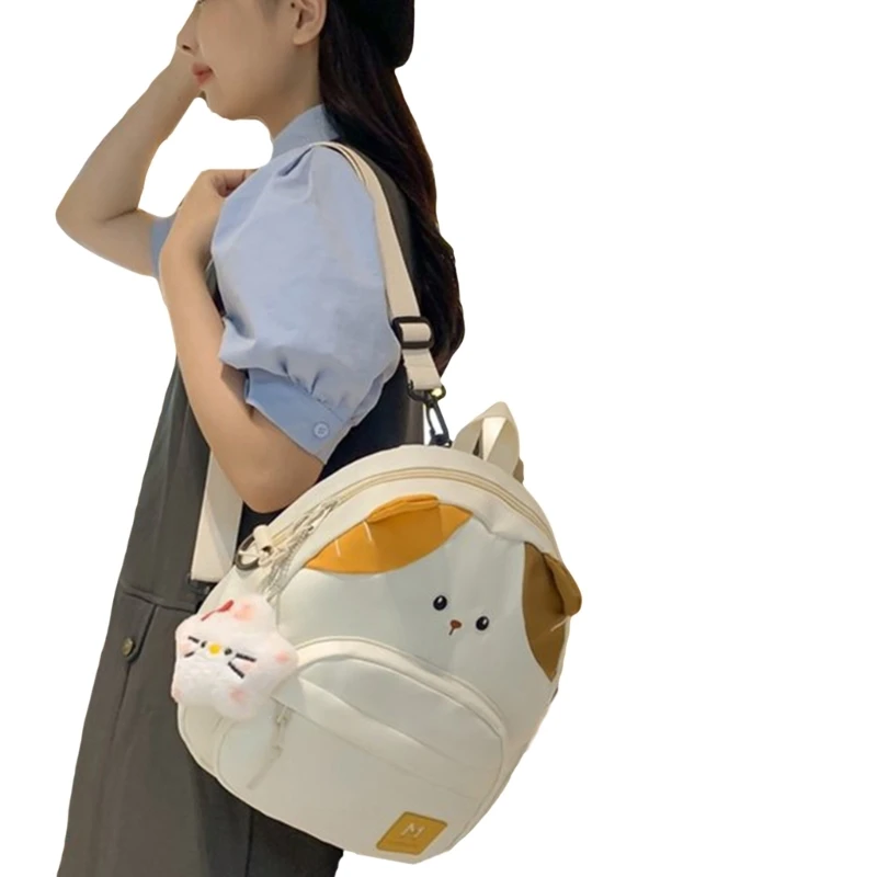 E74B Mochila feminina fofa desenho animado para gatos mochila escolar para estudantes para viagens