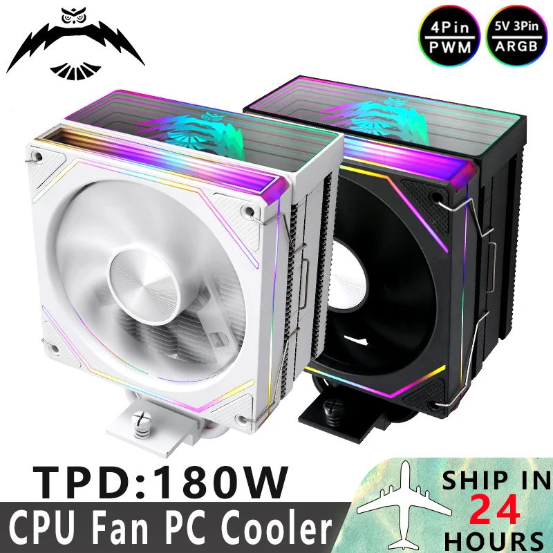 

QiuzAim PC Вентилятор 120 мм с воздушным охлаждением ARGB x79 x99 i5 i7 AM4 AM5 Процессор 4/6 Тепловая трубка ЦП Кулер Совместимый LGA2011 1200 115x 1700