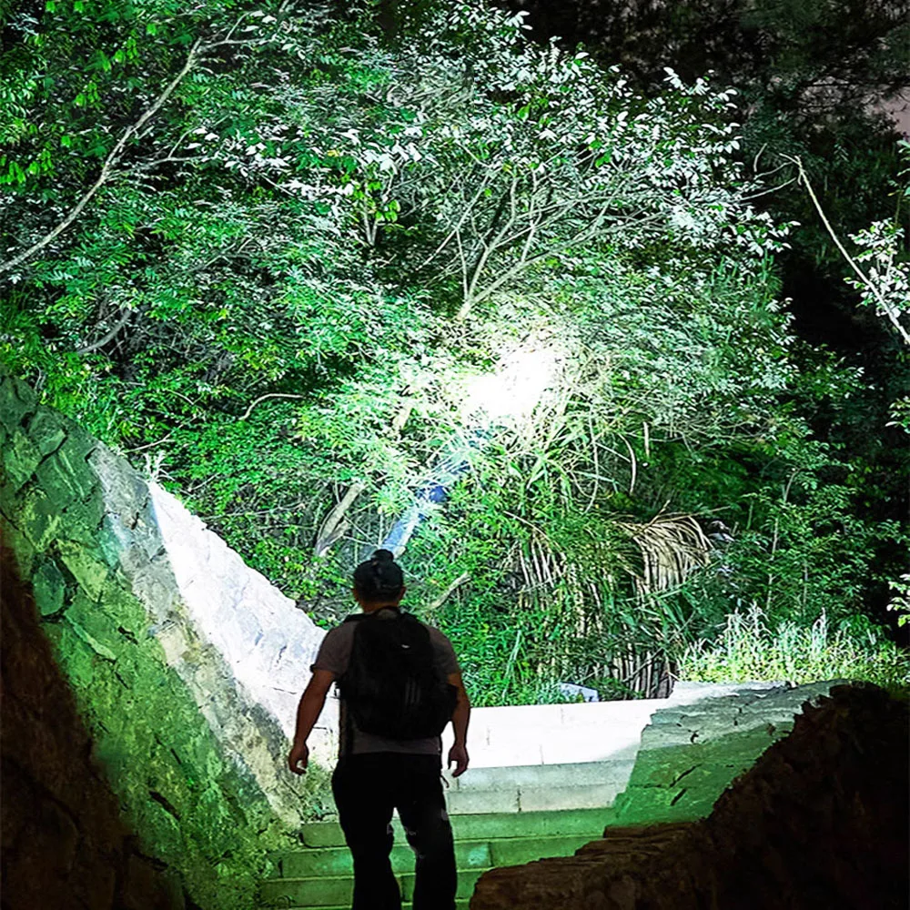 Powerful Headlamp 200000LM LED Head Lantern Warning Light Fishing Head Torch Long Range Head Flashlight For Outdoor Adventure