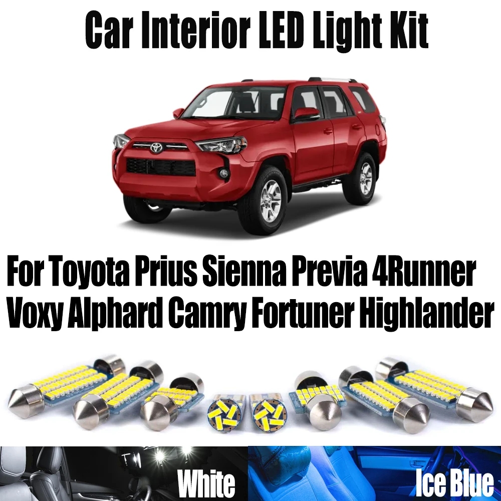 Canbus LED Interior Map Dome Light Kit For Toyota Prius Sienna Previa Voxy Alphard Camry Fortuner Highlander 4Runner Car Bulbs